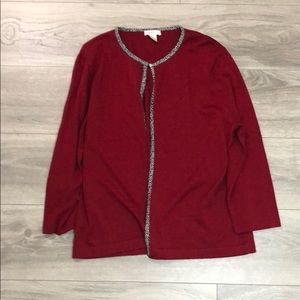 Dark Red Harold’s Cardigan (Zebra Print edges)